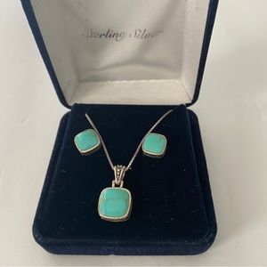 Sterling Silver and Turquoise Necklace and Earring Set